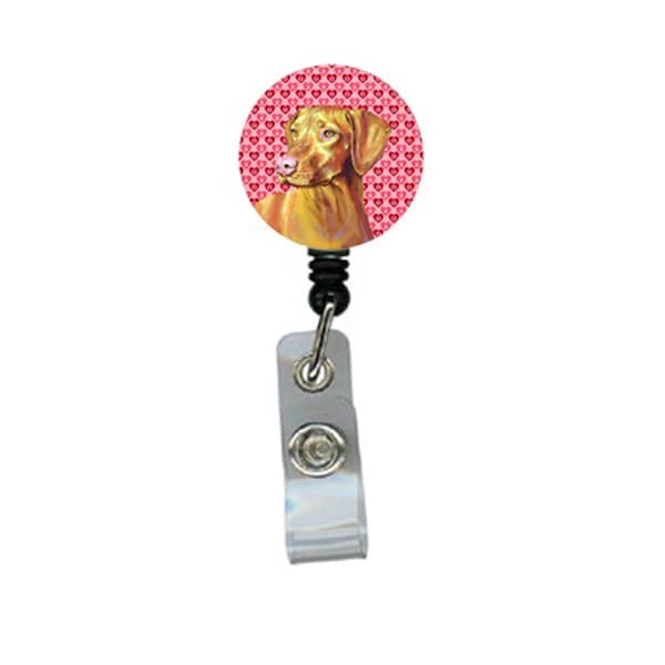 Teacher&Aposs Aid Vizsla Valentines Love and Hearts Retractable Badge Reel or ID Holder with Clip - TE3414313