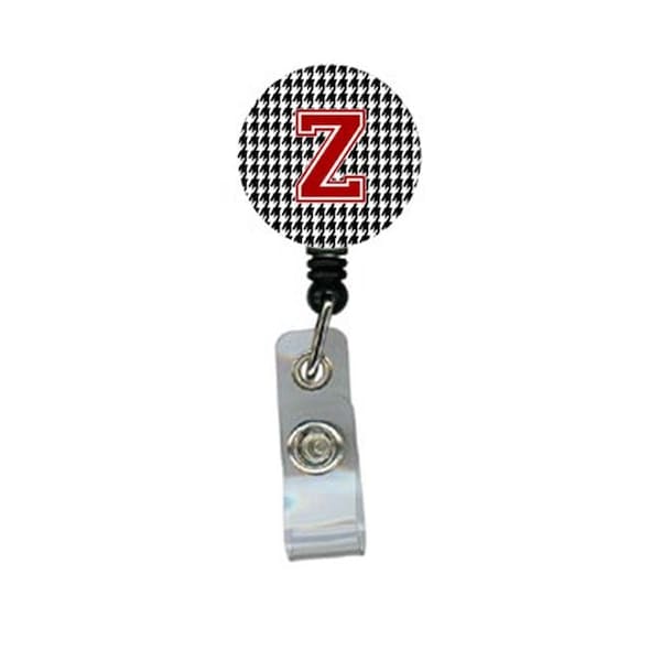 Teacher'S Aid Houndstooth Black Initial Z Monogram Initial Retractable Badge Reel Or Id Holder With Clip - TE54897