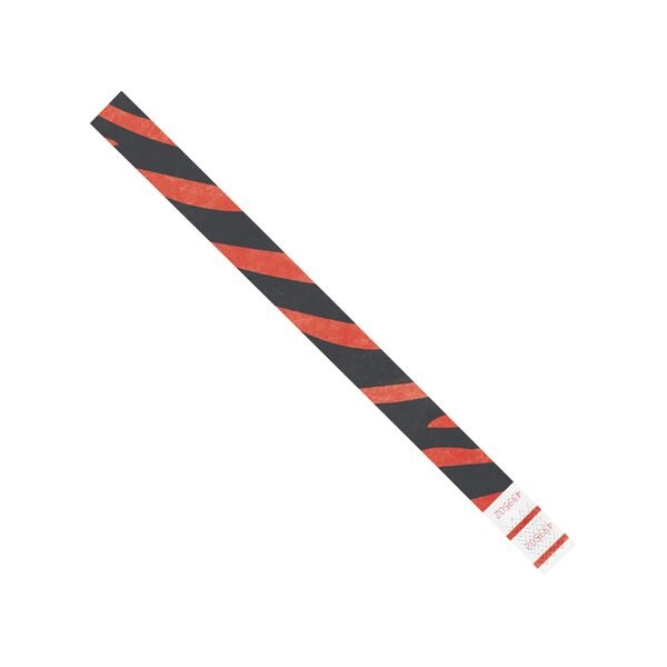 Bsc Preferred 3/4 x 10'' Red Zebra Stripe Tyvek Wristbands, 500PK - BUY00087507