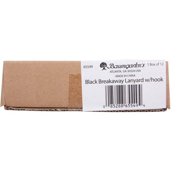 Sicurix Breakaway Lanyards, w/ Adj. Slide, 35", 12/BX, Black 12PK - BAU65549