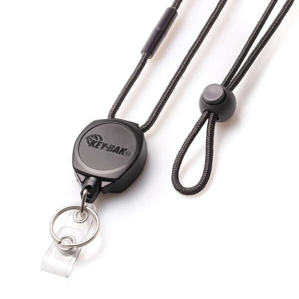 Key-Bak KEYBAK Sidekick - 24 in. Kevlar Cord, Lanyard, Dual ID Strap/Split Ring Retractor - 0KB1-0A41