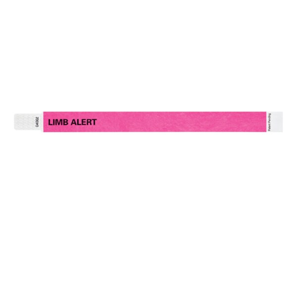 Nevs Wristband - Tyvek - Limb Alert 1" x 10" Pink w/White - WB-0020