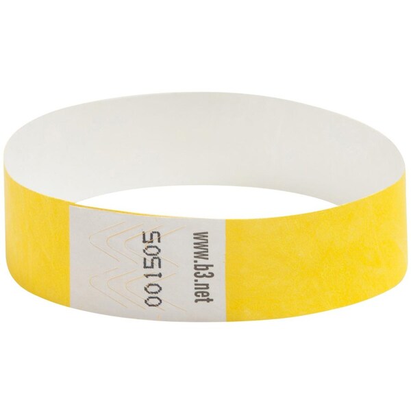 Sicurix Security Wrist Band, Tear-Resistant, 10"x3/4", 100/PK, YW PK - BAU85070