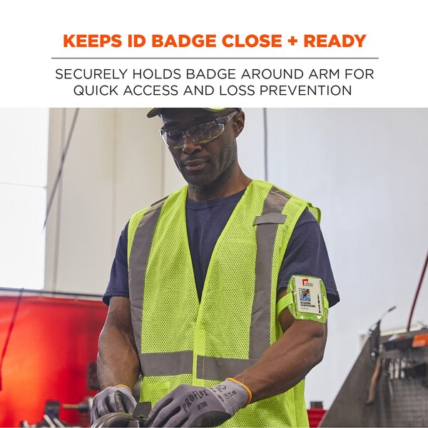 Ergodyne 3386 Lime Arm Band ID Badge Holder, 10PK - 3386PK10