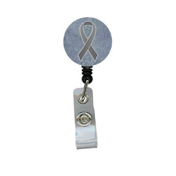 Teacher'S Aid Grey Ribbon for Brain Cancer Awareness Retractable Badge Reel - TE55434