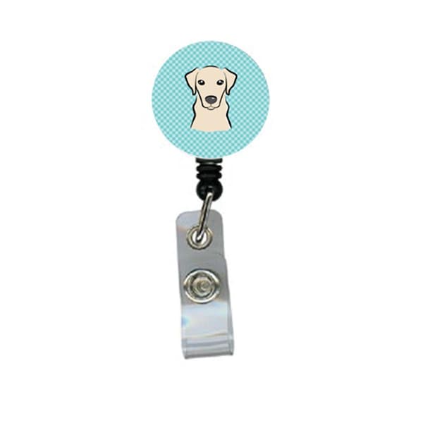 Carolines Treasures Checkerboard Blue Yellow Labrador Retractable Badge Reel - BB1160BR