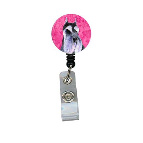 Carolines Treasures Schnauzer Retractable Badge Reel Or Id Holder With Clip - SS4753-PK-BR