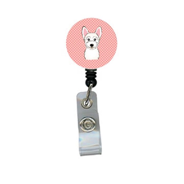 Carolines Treasures Checkerboard Pink Westie Retractable Badge Reel - BB1226BR