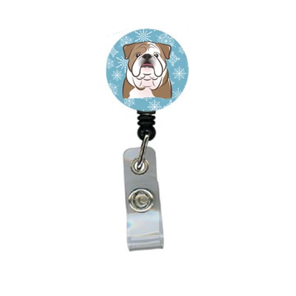Carolines Treasures Snowflake English Bulldog Retractable Badge Reel - BB1653BR