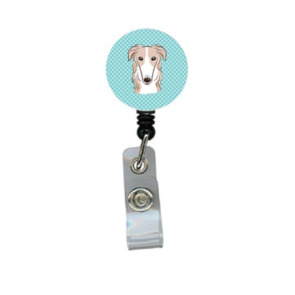 Carolines Treasures Checkerboard Blue Borzoi Retractable Badge Reel - BB1166BR