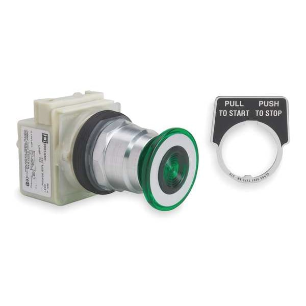 Operador de botón pulsador iluminado Schneider Electric, 30 mm, Verde - 9001KR8P1G