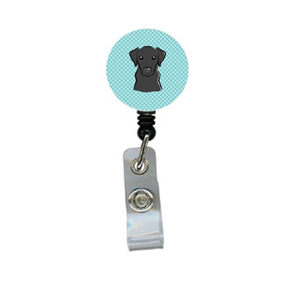 Carolines Treasures Checkerboard Blue Black Labrador Retractable Badge Reel - BB1173BR
