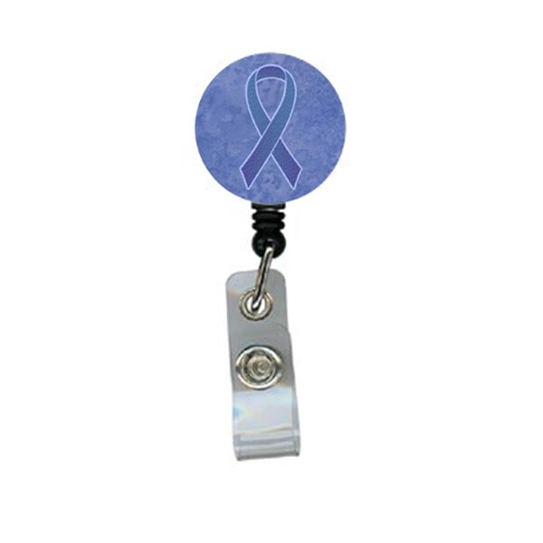 Teachers Aid Periwinkle Blue Ribbon for Esophageal and Stomach Cancer Awareness Retractable Badge Reel - TE55432
