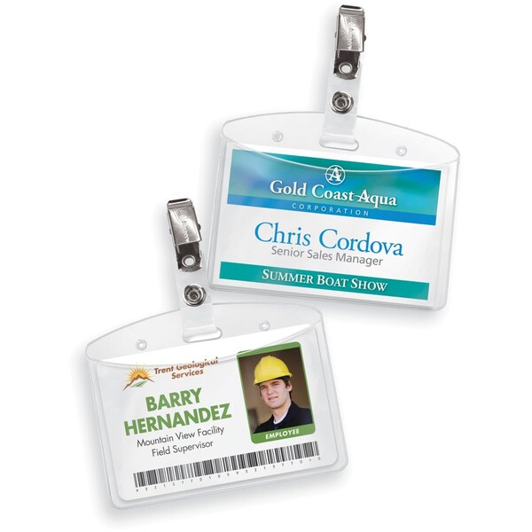 Avery Badge Holder w/ Clip, Landscape, 2-1/4"x3-1/2" Badge, 50/BX, CL PK - AVE2921