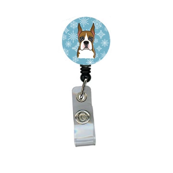 Carolines Treasures Snowflake Boxer Retractable Badge Reel - BB1657BR