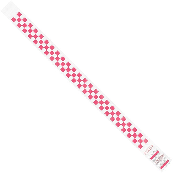 Tyvek Tyvek Wristbands, 3/4" x 10", Pink Checkerboard, 500/Case - WR103PK
