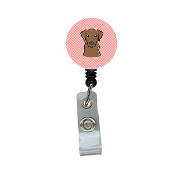 Teacher&Aposs Aid Checkerboard Pink Chocolate Labrador Retractable Badge Reel - TE3447177