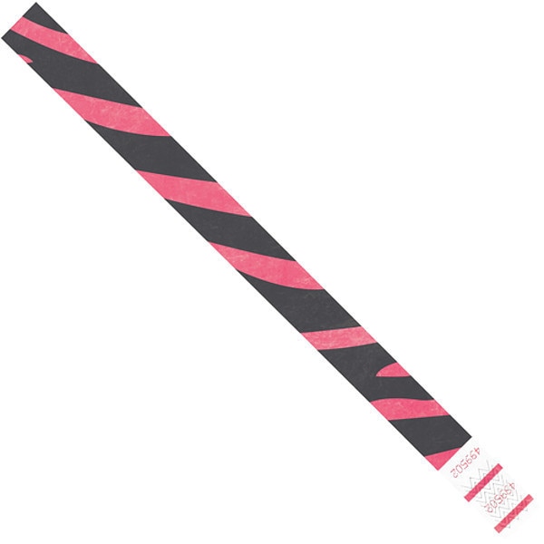 Tyvek Tyvek Wristbands, 3/4" x 10", Pink Zebra Stripe, 500/Case - WR108PK