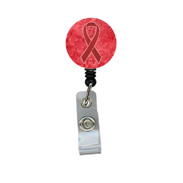 Teacher&Aposs Aid Red Ribbon Aids Awareness Retractable Badge Reel - TE2924872