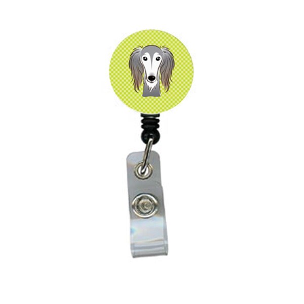 Carolines Treasures Checkerboard Lime Green Saluki Retractable Badge Reel - BB1291BR