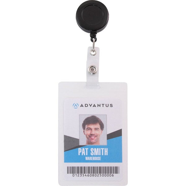 Advantus ID Badge Real, w/Belt Clip, 30"L Cord, 25/PK, Black - AVT75666