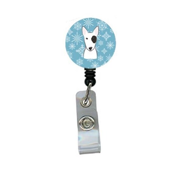 Carolines Treasures Carolines Treasures BB1643BR Snowflake Bull Terrier Retractable Badge Reel - BB1643BR