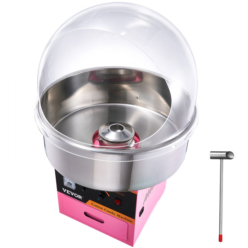 VEVOR Electric Cotton Candy Machine, 1000W Candy Floss Maker, Commercial Cotton Candy Machine with Stainless Steel Bowl, Sugar Scoop, and Cover, Perfect for Home Kids Birthday, Family Party Pink - ZHSKU00000000000015
