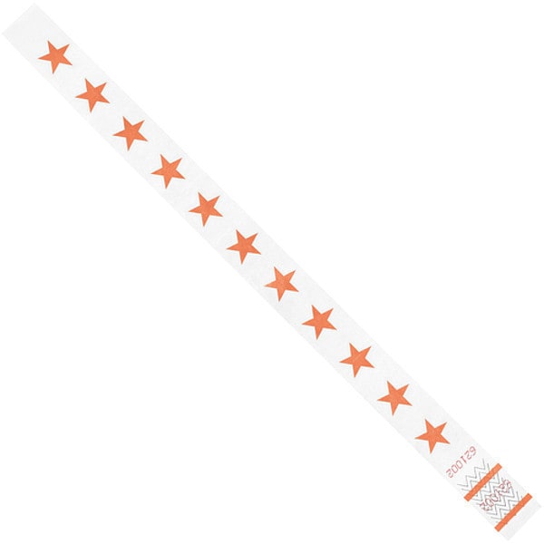 Tyvek Tyvek Wristbands, 3/4" x 10", Orange Stars, 500/Case - WR104OR