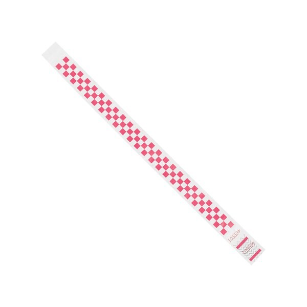 Bsc Preferred 3/4 x 10'' Pink Checkerboard Tyvek Wristbands, 500PK - BUY00022016
