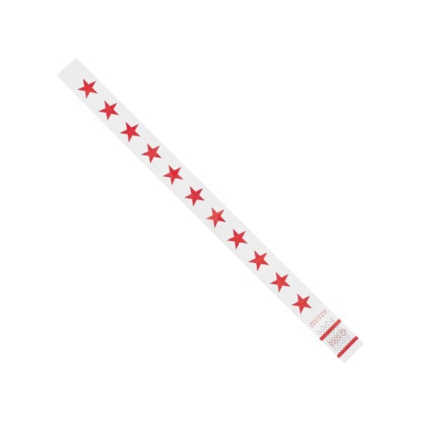 Bsc Preferred 3/4 x 10'' Red Stars Tyvek Wristbands, 500PK - BUY00022024
