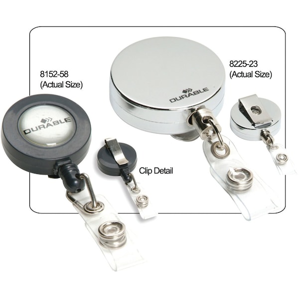 Durable Office Products Badge Reel, 3-5/16" L, Retractable, PK10 - 815258