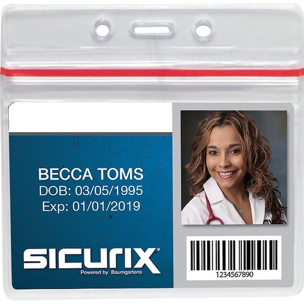 Sicurix ID Card Holders, Sealable, Horizontal, 3-3/4"x2-5/8", 50/PK, CL PK - BAU47830