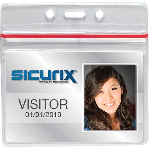 Sicurix ID Card Holders, Sealable, Horizontal, 3-3/4"x2-5/8", 50/PK, CL PK - BAU47830