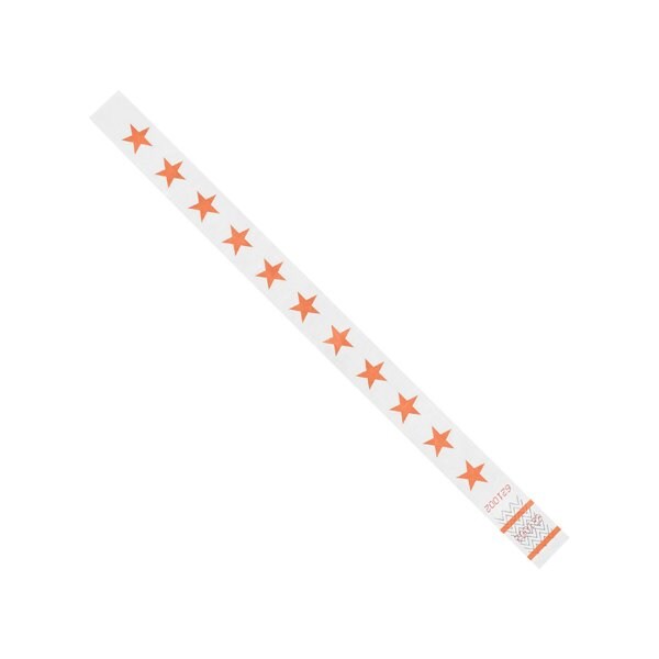 Bsc Preferred 3/4 x 10'' Orange Stars Tyvek Wristbands, 500PK - BUY00022022