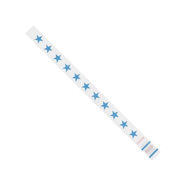 Bsc Preferred 3/4 x 10'' Blue Stars Tyvek Wristbands, 500PK - BUY00022020