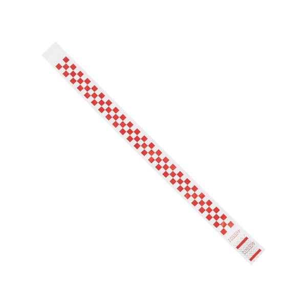 Bsc Preferred 3/4 x 10'' Red Checkerboard Tyvek Wristbands, 500PK - BUY00022017