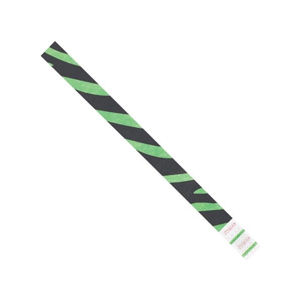Bsc Preferred 3/4 x 10'' Green Zebra Stripe Tyvek Wristbands, 500PK - BUY00087504