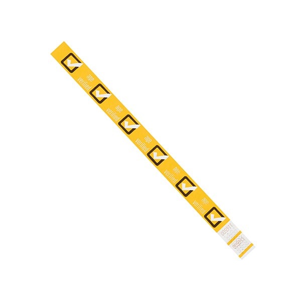 Bsc Preferred 3/4 x 10'' Yellow ''Age Verified'' Tyvek Wristbands, 500PK - BUY00022012
