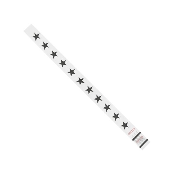Bsc Preferred 3/4 x 10'' White Stars Tyvek Wristbands, 500PK - BUY00022025