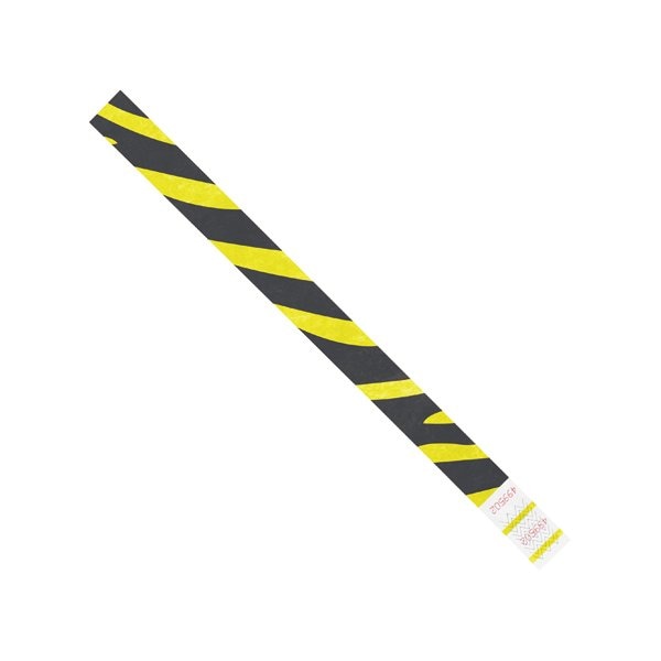 Bsc Preferred 3/4 x 10'' Yellow Zebra Stripe Tyvek Wristbands, 500PK - BUY00022028