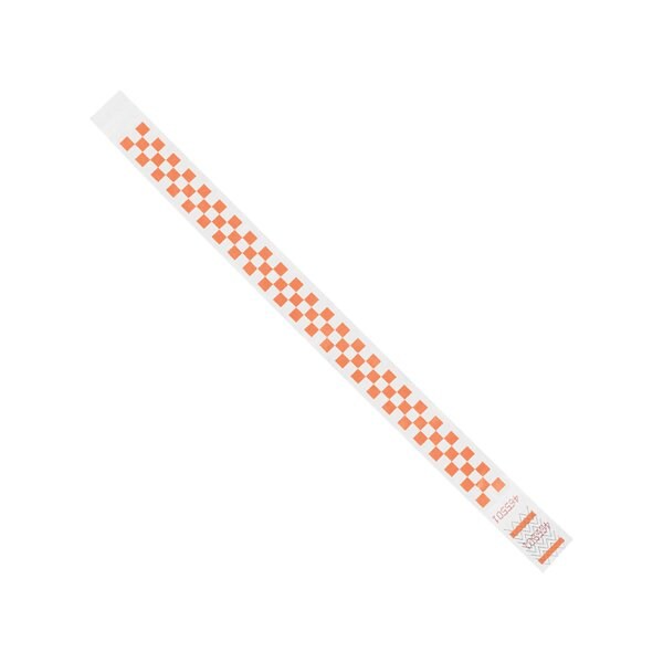 Bsc Preferred 3/4 x 10'' Orange Checkerboard Tyvek Wristbands, 500PK - BUY00022015