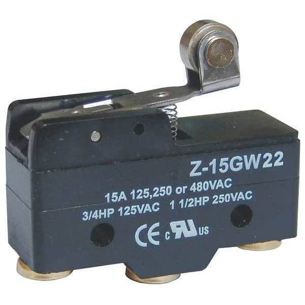 Interruptor de acción rápida industrial Zoro Select, rodillo de bisagra, actuador de palanca, SPDT, capacidad de contacto de 15A @ 480V AC - 5JEE4