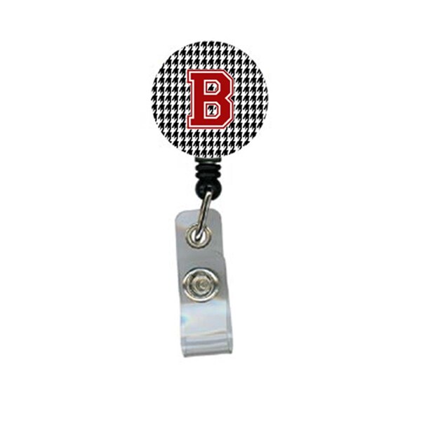 Carolines Treasures Houndstooth Black Initial B Monogram Initial Retractable Badge Reel or ID Holder with Clip - CJ1021-B-BR