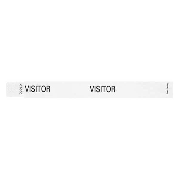 Identiplus ID Wristband, White, 1 in. W, Visitor, PK500 - T2UD-205-09