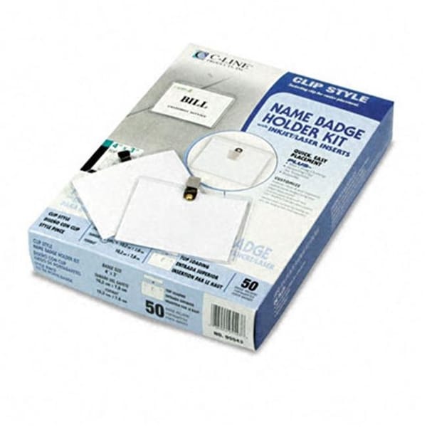C-Line Products C-Line 95543 Clip-Style Badge Holder Kit  Top Load  3 x 4  White  50 Per Box - 95543