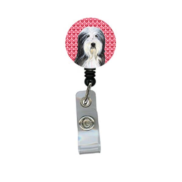 Teacher&Aposs Aid Bearded Collie Retractable Badge Reel Or Id Holder With Clip - TE3452331