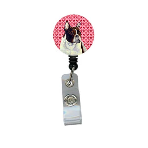 Carolines Treasures French Bulldog Valentines Love and Hearts Retractable Badge Reel or ID Holder with Clip - LH9157BR