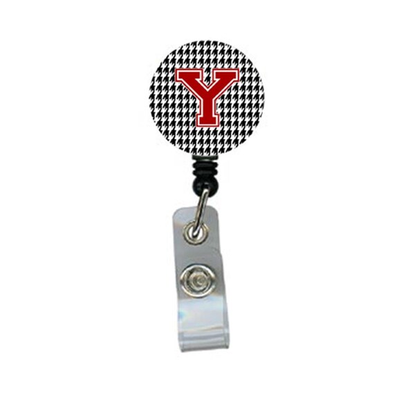Carolines Treasures Houndstooth Black Initial Y Monogram Initial Retractable Badge Reel Or Id Holder With Clip - CJ1021-Y-BR
