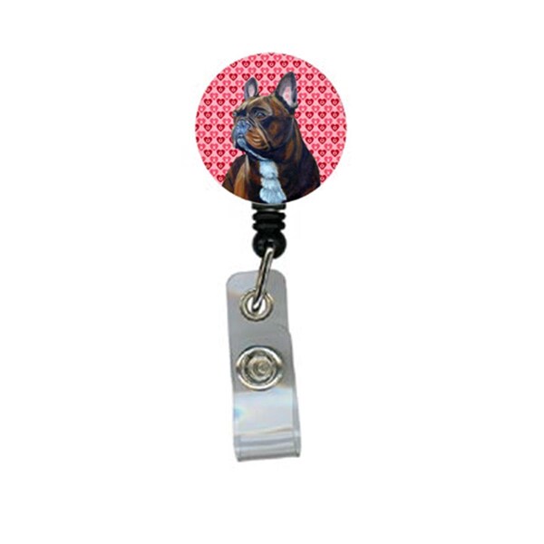 Carolines Treasures French Bulldog Valentines Love and Hearts Retractable Badge Reel or ID Holder with Clip - LH9160BR