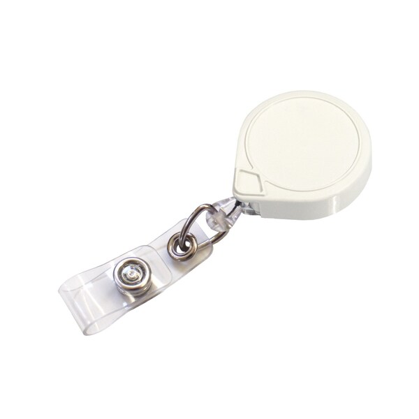 Key-Bak Round MINI-BAK, White, Belt Clip , ID Badge Strap, 25PK - 0056-006-25